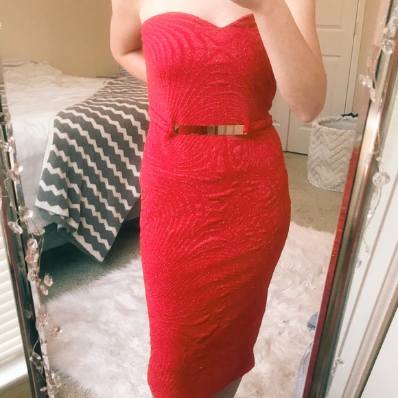 Red and Gold Shimmer Dress - Picture 3 of 3